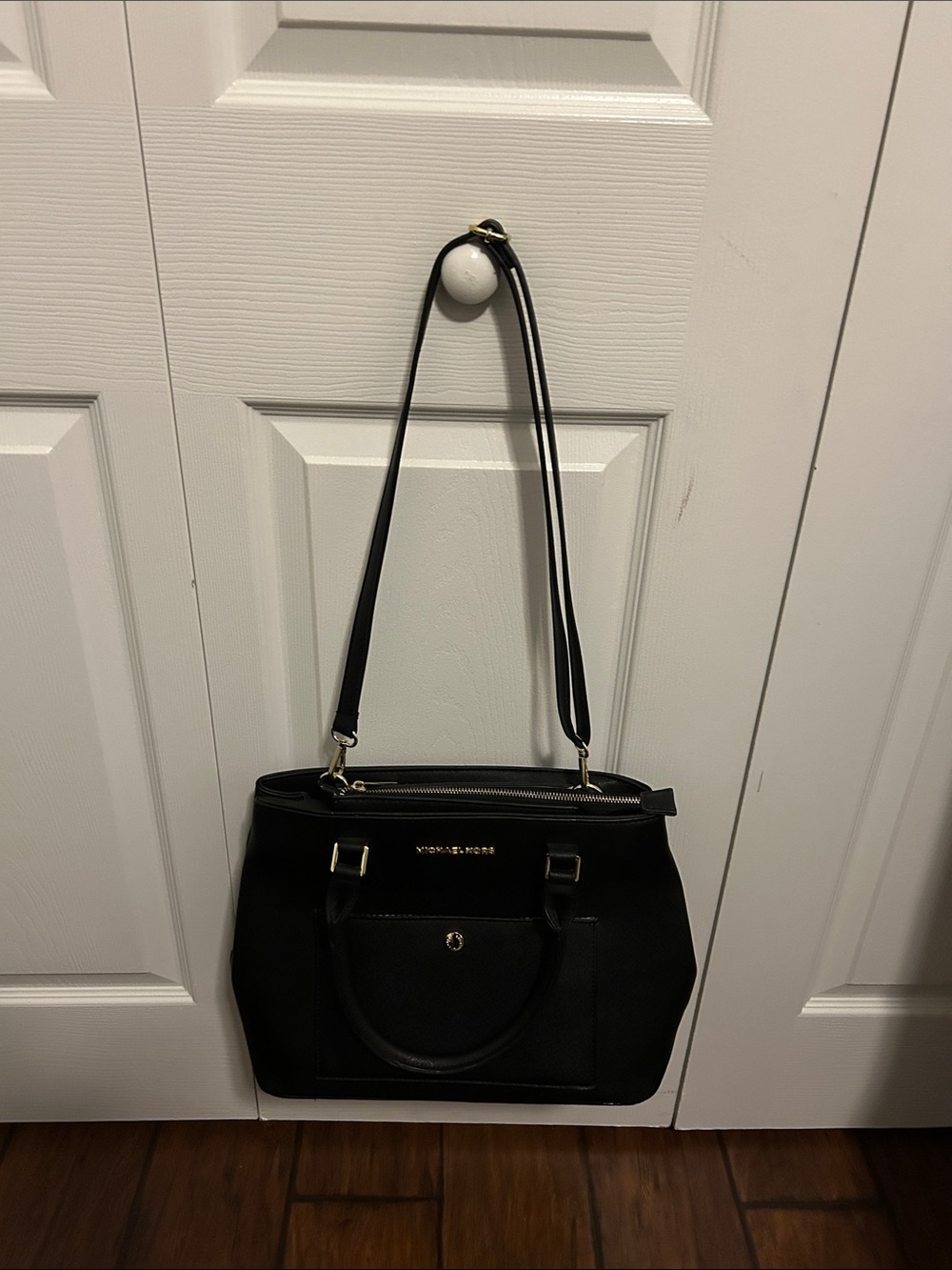 Michael Kors Black Saffiano Leather Satchel with Gold Hardware - Picture 14 of 14